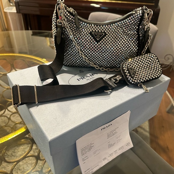 Prada Silver Crystal-Embellished Shoulder Bag - Picture 2 of 7